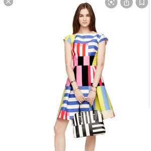 NWT Kate Spade multi color striped bow back dress